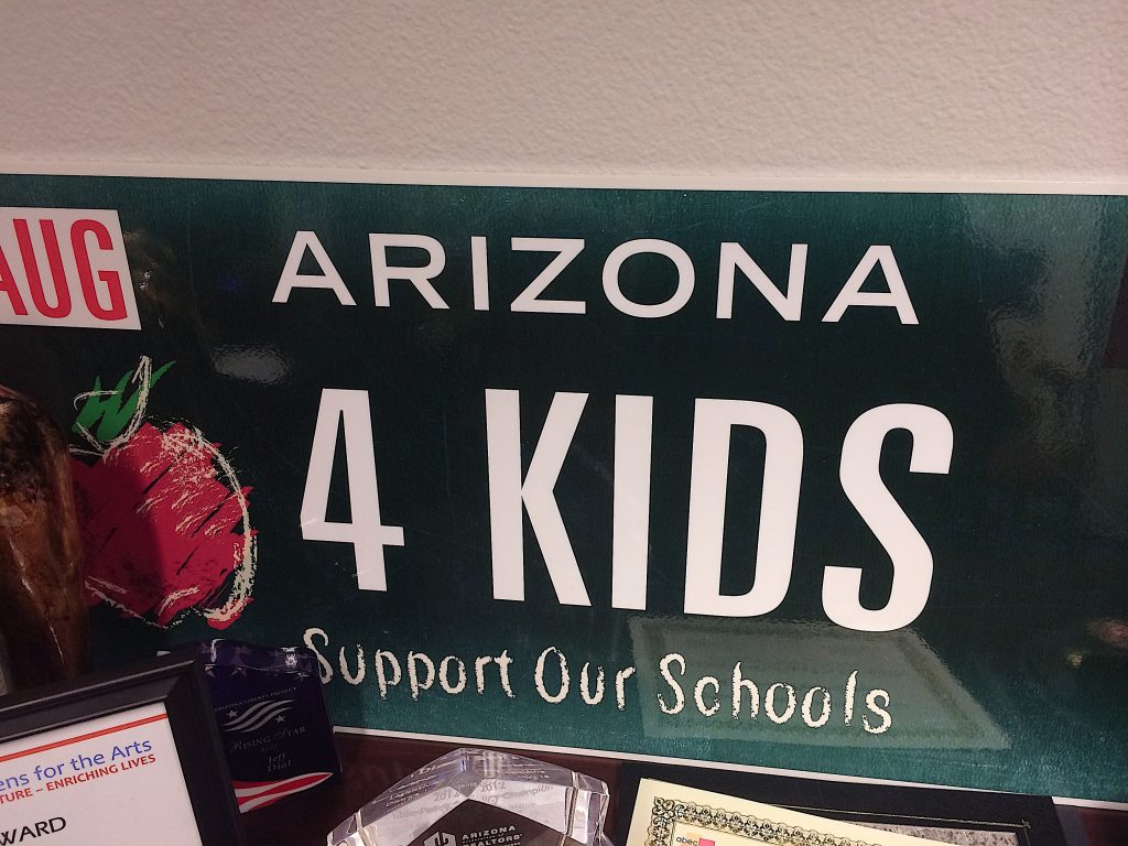 The Extraordinary Educators specialty license plate, sold today as the All In for Arizona Schools plate